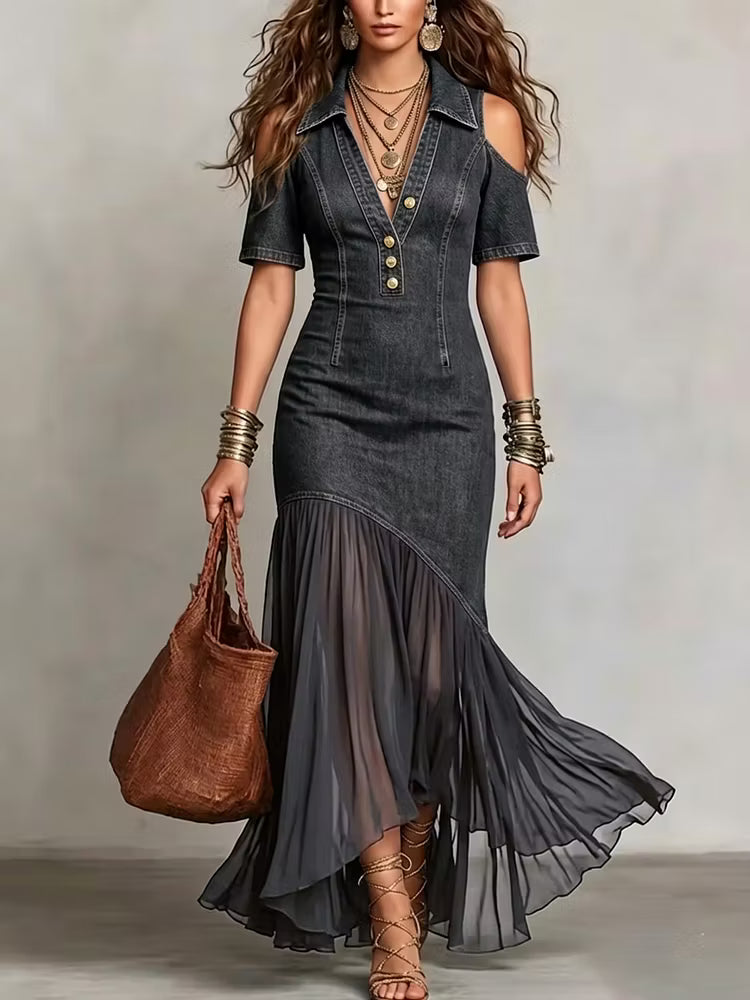 Olivia™ | Vestido Denim de Silueta Fluida