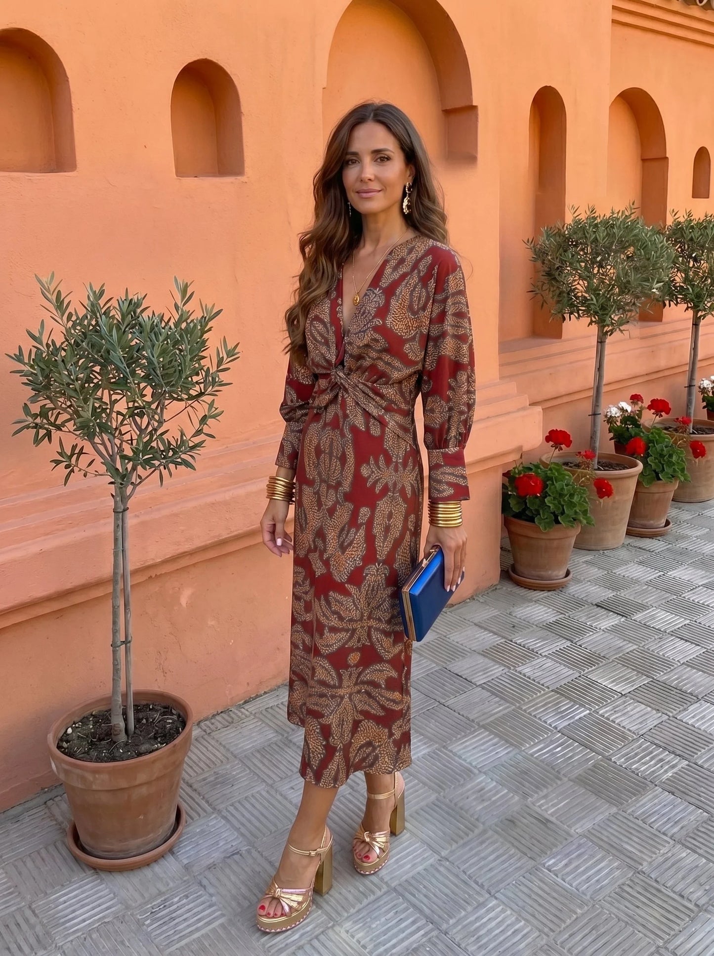 Silvia™ Vestido midi con estampado