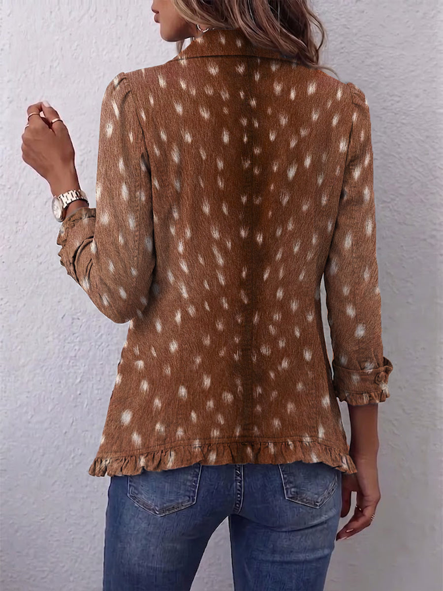 Alicia | Chaqueta Bohemia Animal Print Marrón con Volantes