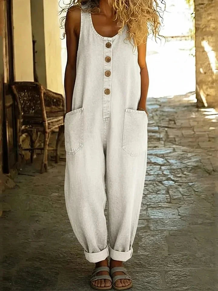 Salma™ | Peto vaquero de algodón con efecto vintage