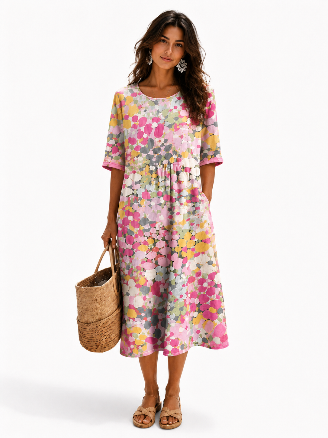 Elena™ | Vestido Midi Floral Ligero y Fluido