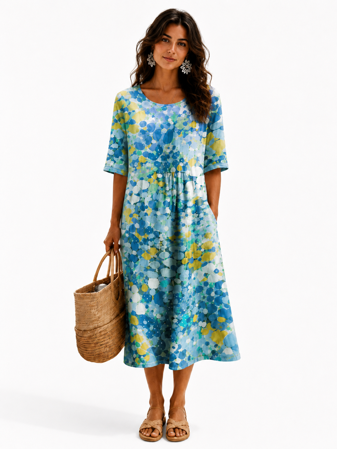 Elena™ | Vestido Midi Floral Ligero y Fluido