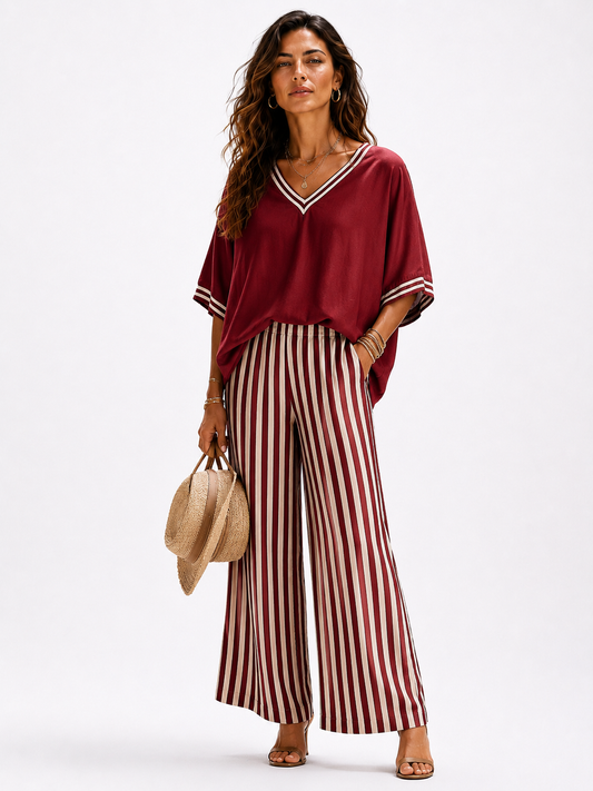 Alicia™ | Conjunto de Lino a Rayas