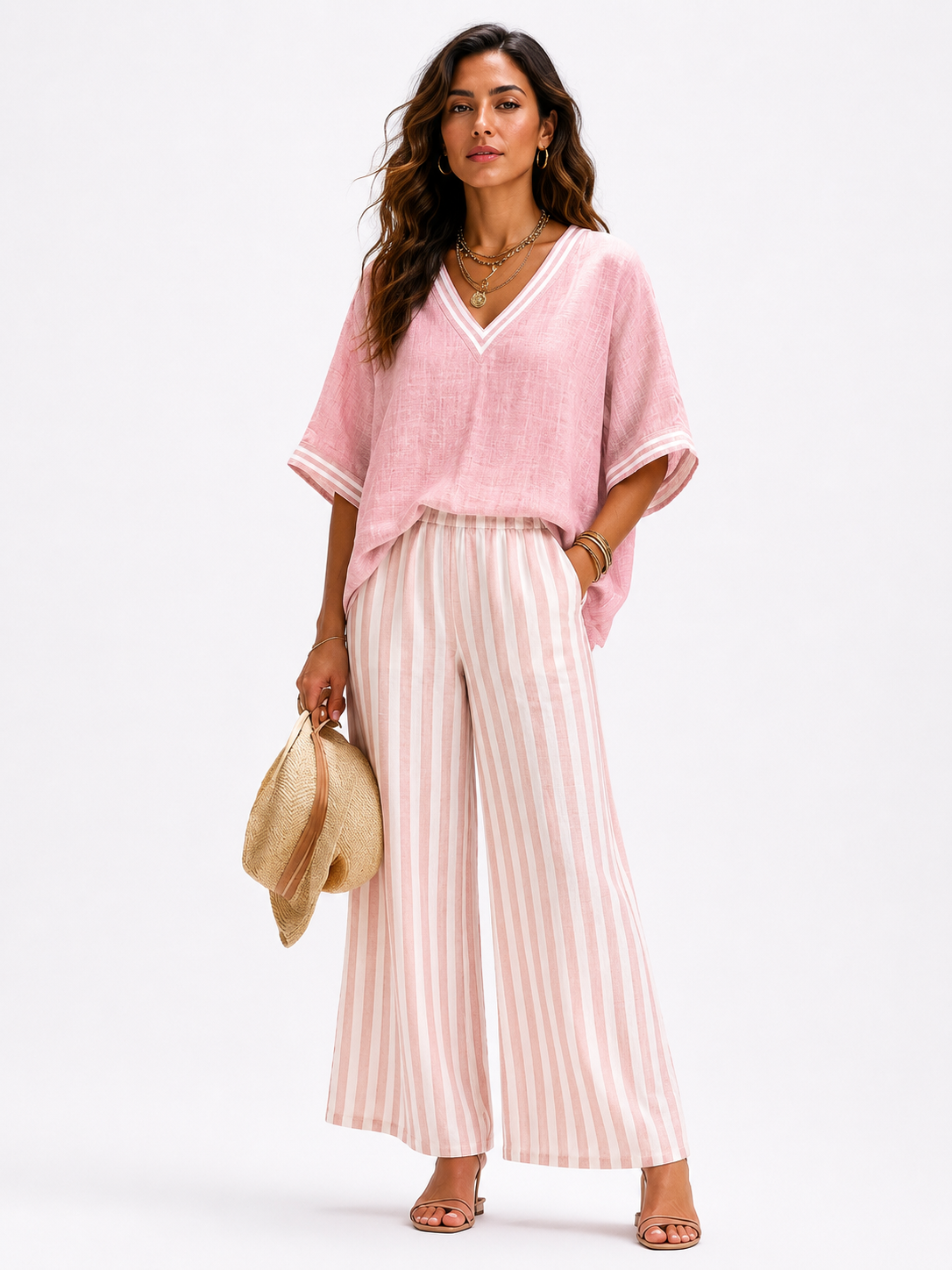 Alicia™ | Conjunto de Lino a Rayas