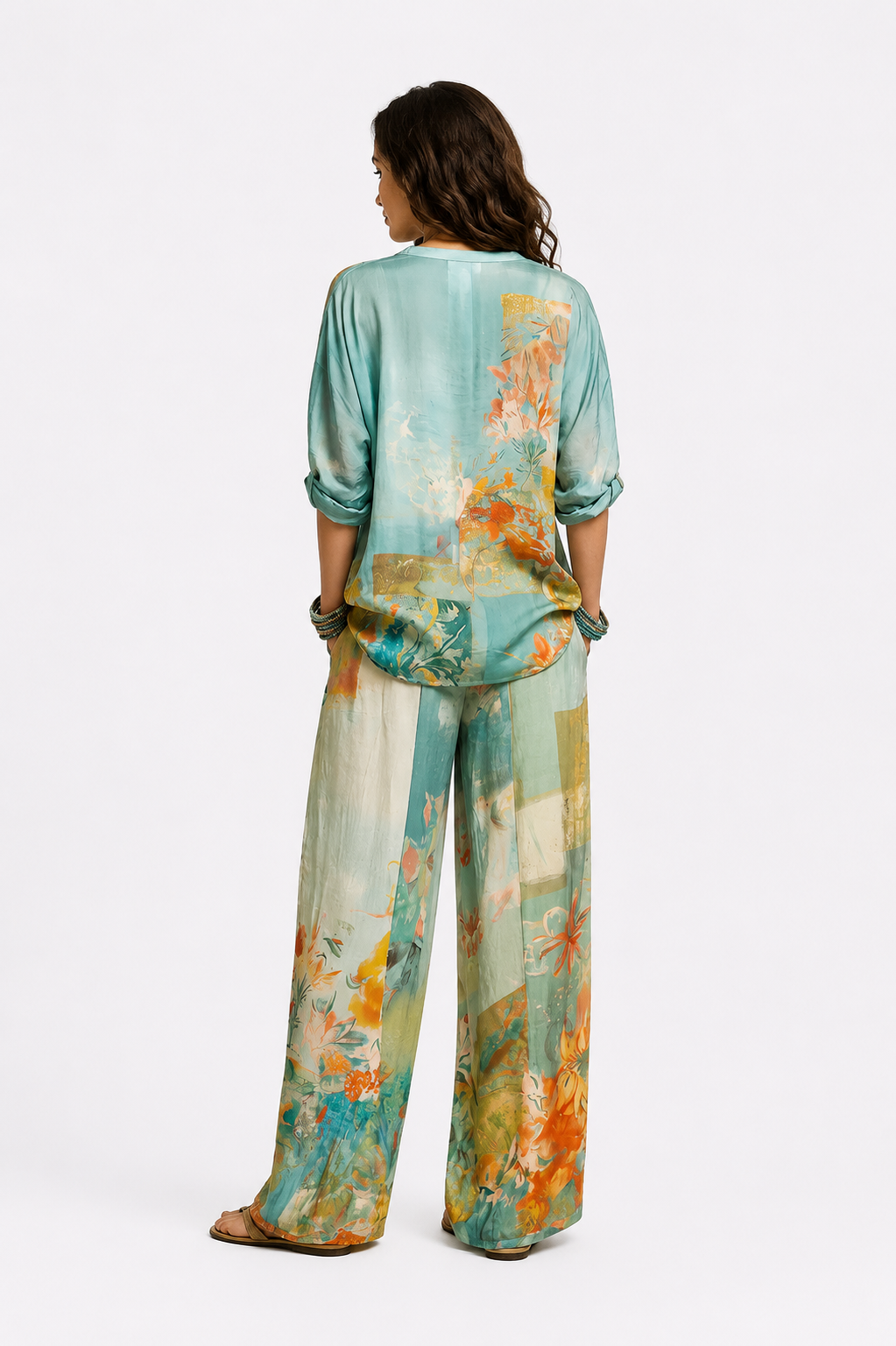 Aitana™ | Elegante conjunto con estampado floral y pantalones anchos