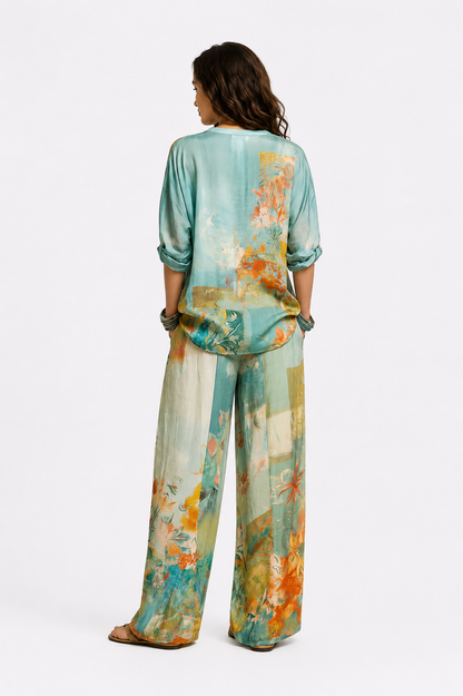 Aitana™ | Elegante conjunto con estampado floral y pantalones anchos