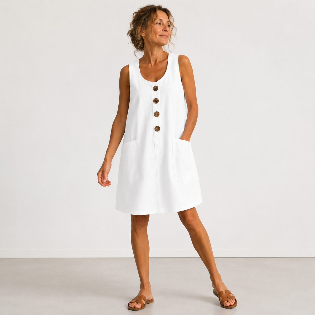 María - Vestido de algodón y lino