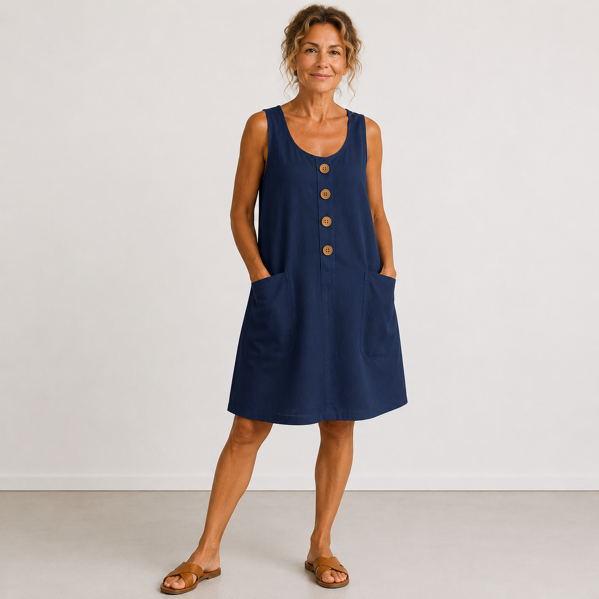 María - Vestido de algodón y lino