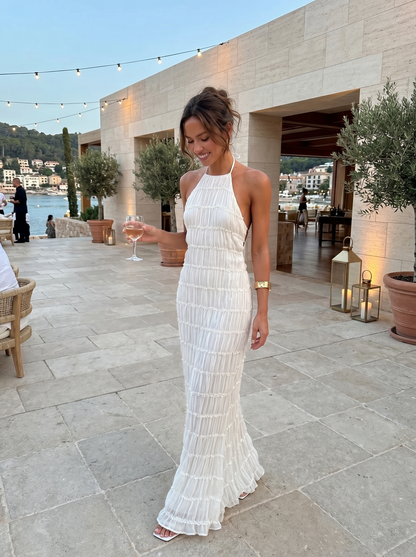Ángela | Vestido maxi elegante de verano con cuello halter