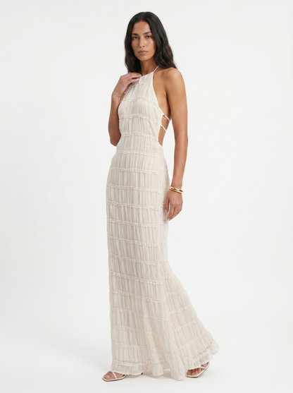 Ángela | Vestido maxi elegante de verano con cuello halter
