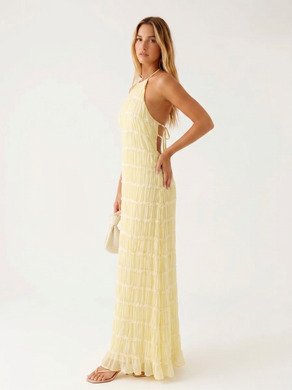 Ángela | Vestido maxi elegante de verano con cuello halter