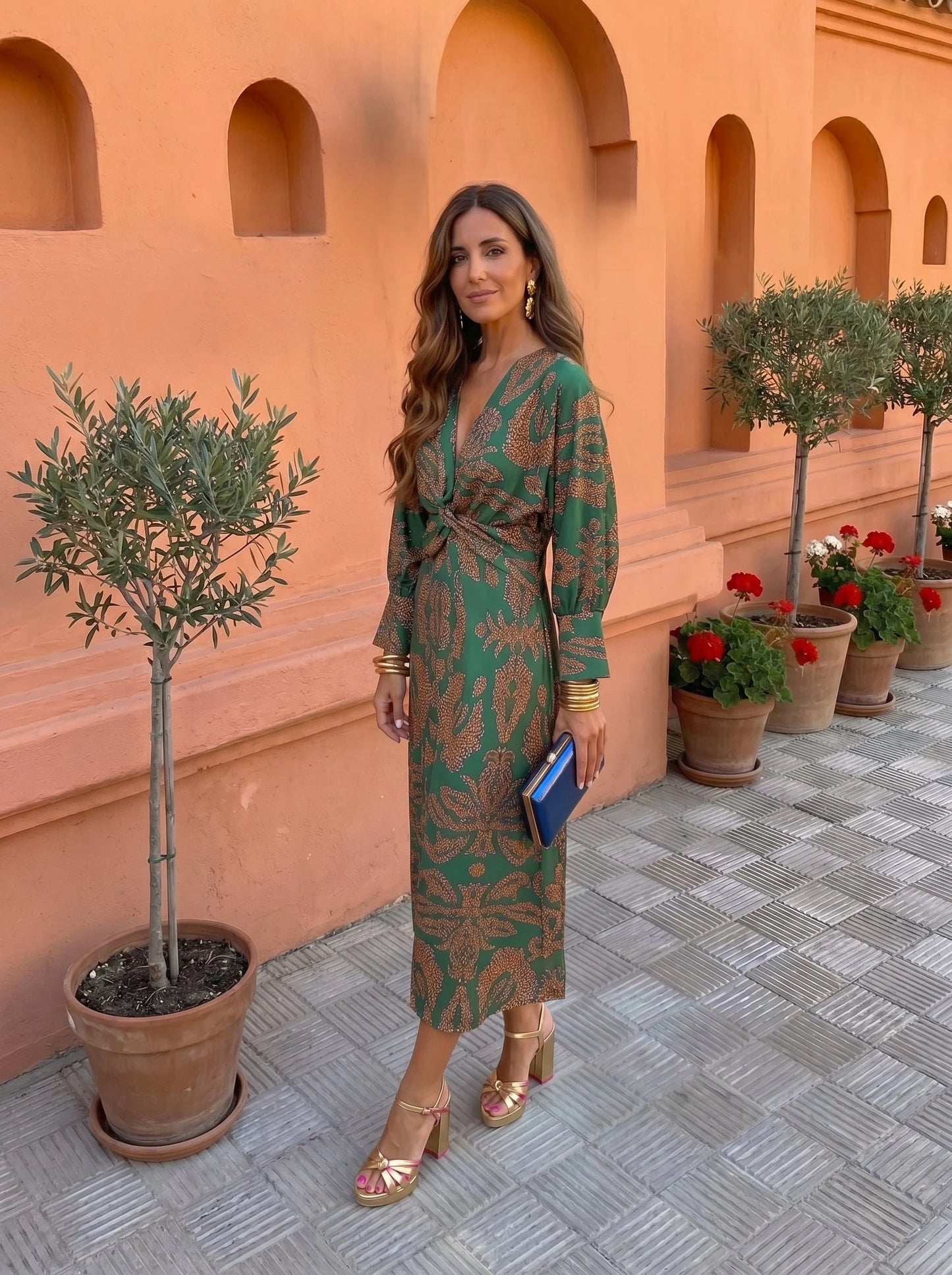 Silvia™ Vestido midi con estampado