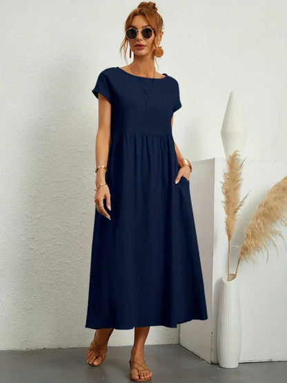 Catalina | Vestido midi fluido de algodón y seda