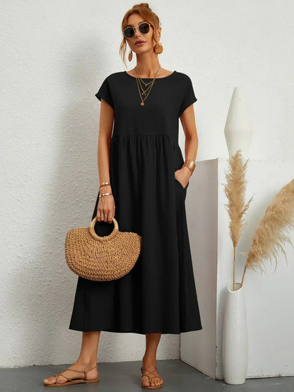 Catalina | Vestido midi fluido de algodón y seda