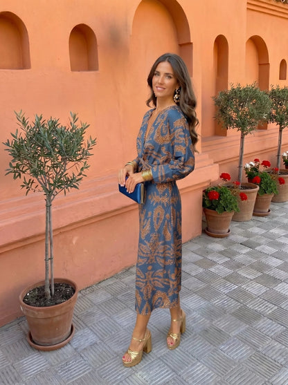Silvia™ Vestido midi con estampado
