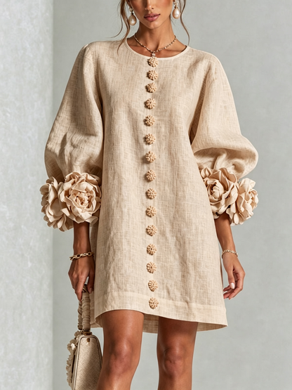 Clara – Vestido corto floral con botones