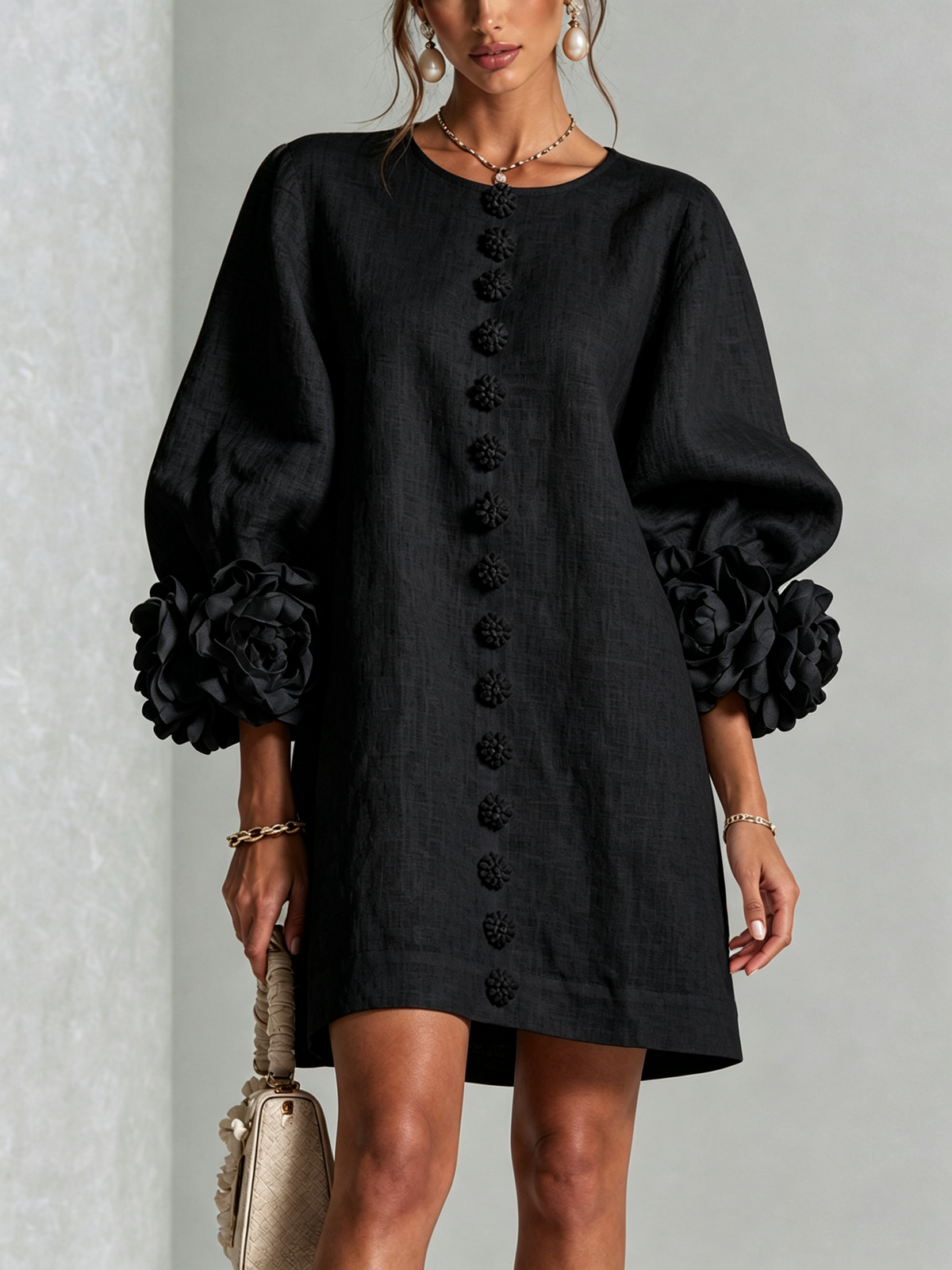 Clara – Vestido corto floral con botones