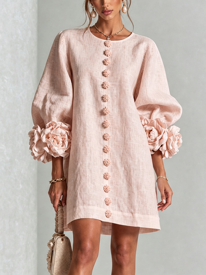 Clara – Vestido corto floral con botones