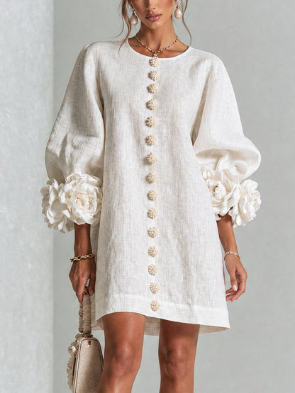 Clara – Vestido corto floral con botones