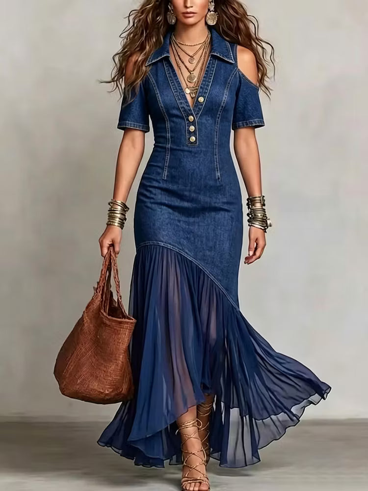 Olivia™ | Vestido Denim de Silueta Fluida