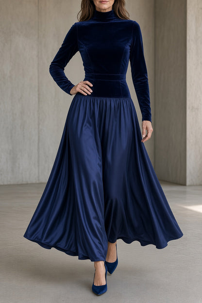 Viviana – Vestido largo de terciopelo con cuello alto