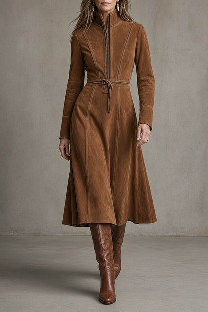 Tamara – Vestido vintage con cinturón y cuello alto