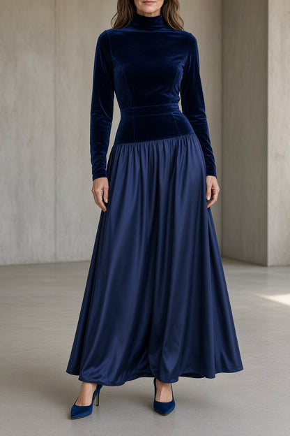 Viviana – Vestido largo de terciopelo con cuello alto