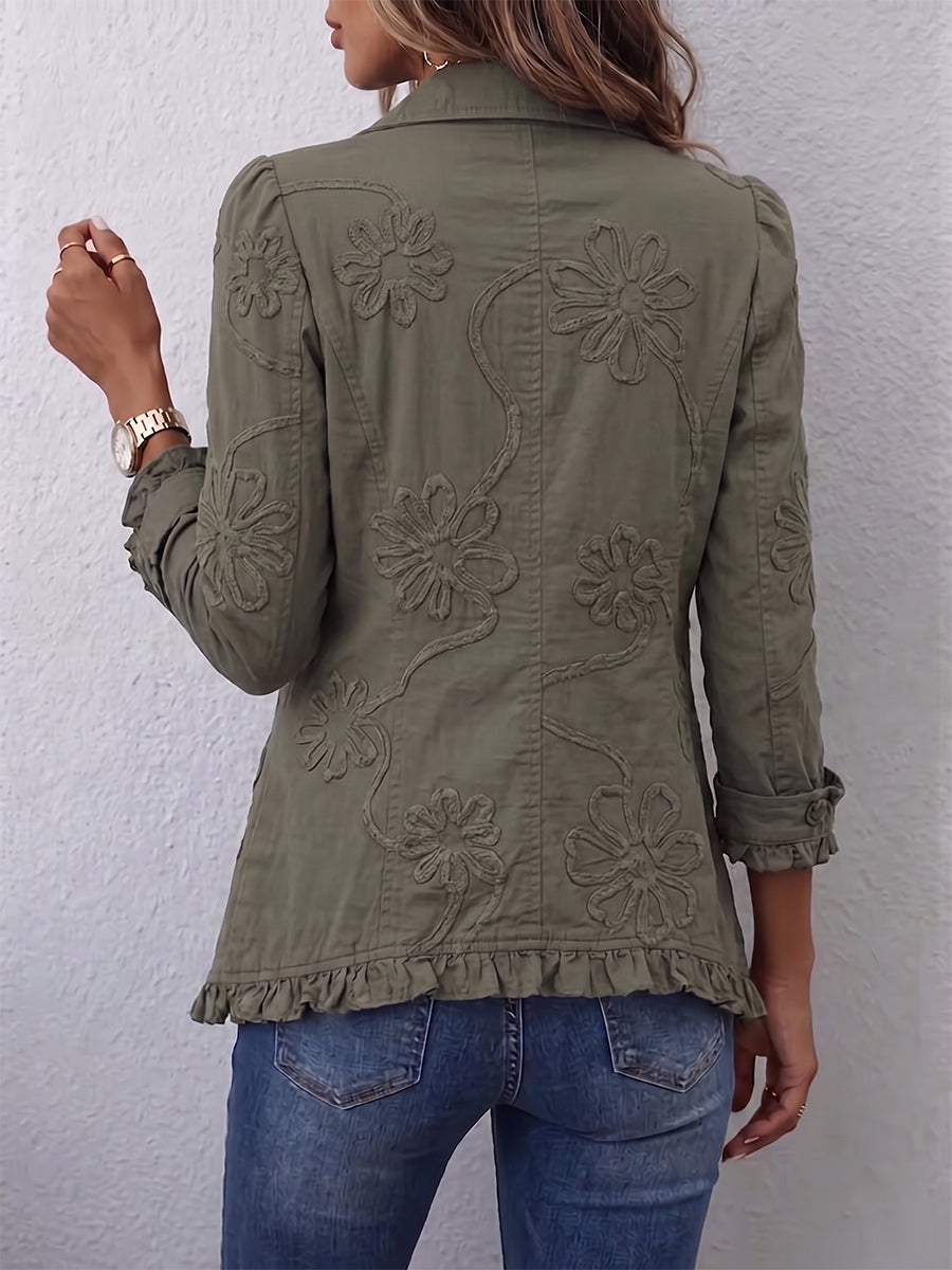 Lucía | Chaqueta Utility Bordada Floral Boho