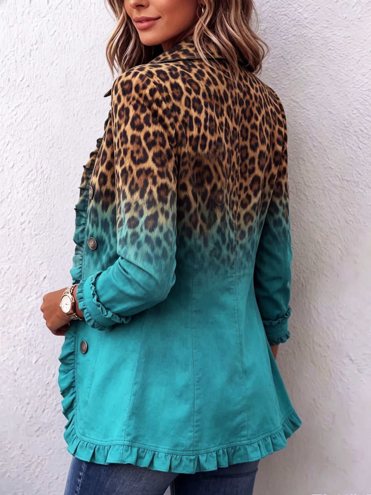 Elena | Americana de Leopardo Degradado con Volantes