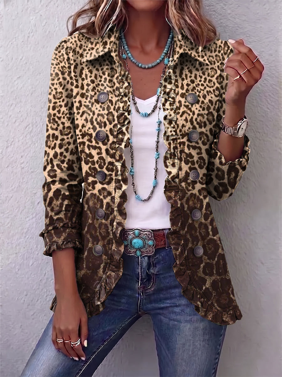 Sonia | Chaqueta de Leopardo Multicolor con Volantes
