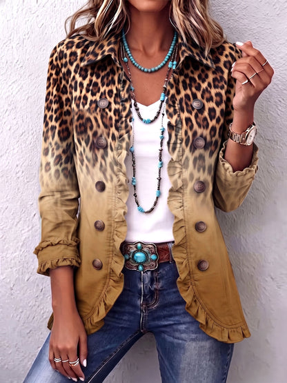 Elena | Americana de Leopardo Degradado con Volantes