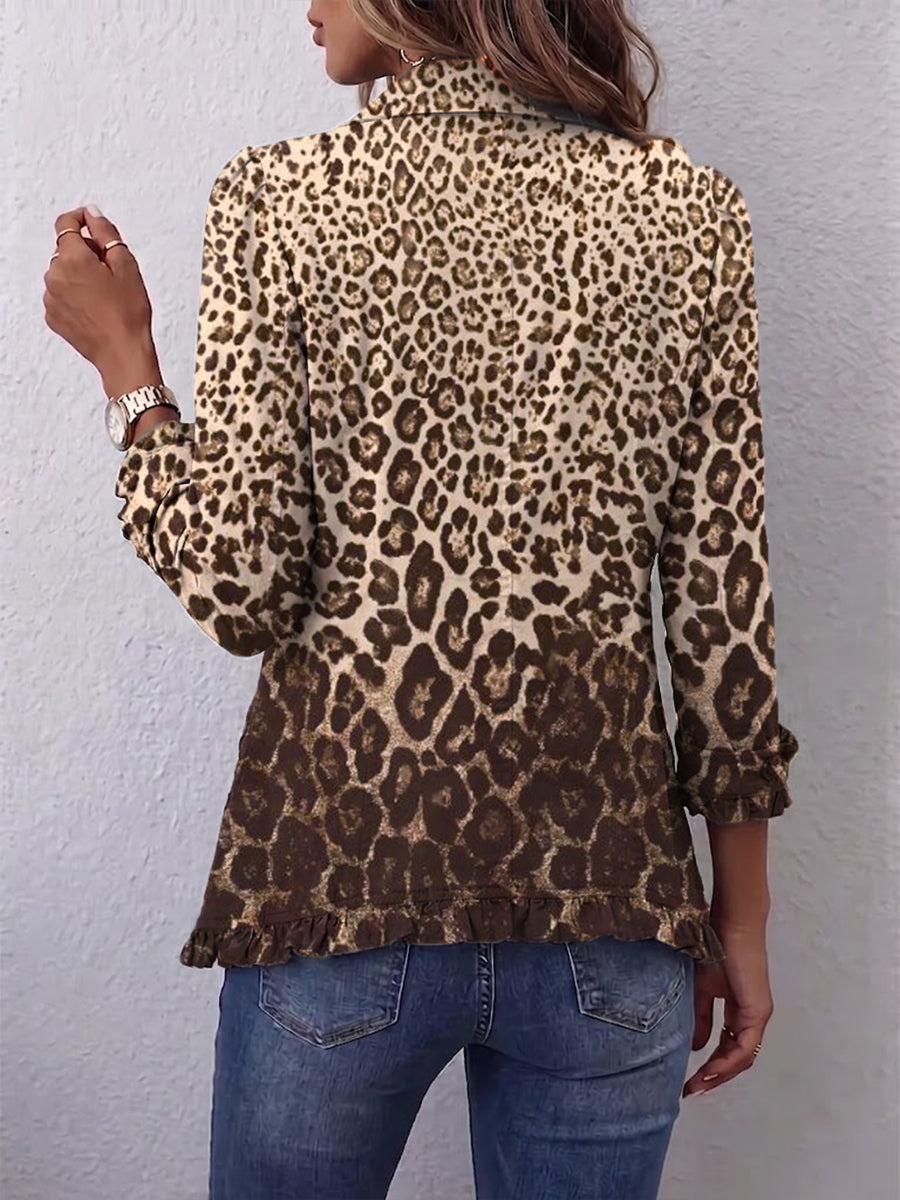 Sonia | Chaqueta de Leopardo Multicolor con Volantes