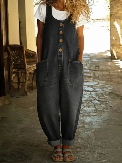Salma™ | Peto vaquero de algodón con efecto vintage