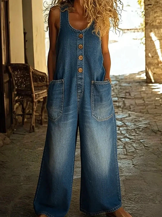Salma™ | Peto vaquero de algodón con efecto vintage