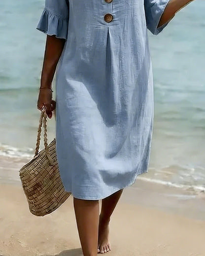 Vestido de algodón con mangas de volante