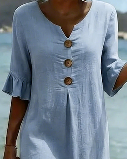 Vestido de algodón con mangas de volante