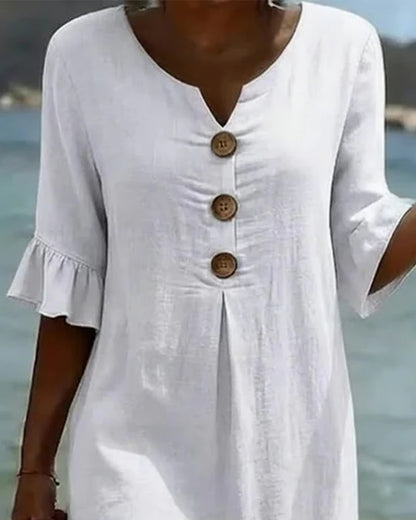 Vestido de algodón con mangas de volante