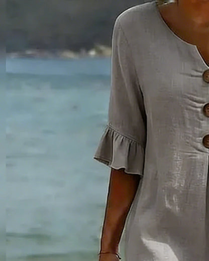 Vestido de algodón con mangas de volante