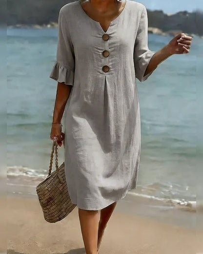 Vestido de algodón con mangas de volante