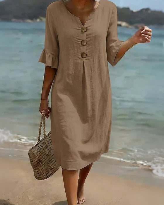 Vestido de algodón con mangas de volante