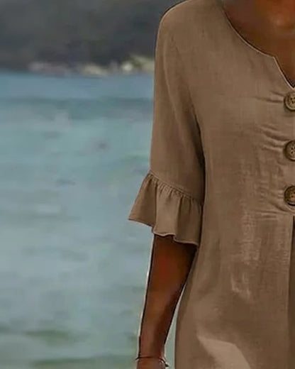 Vestido de algodón con mangas de volante