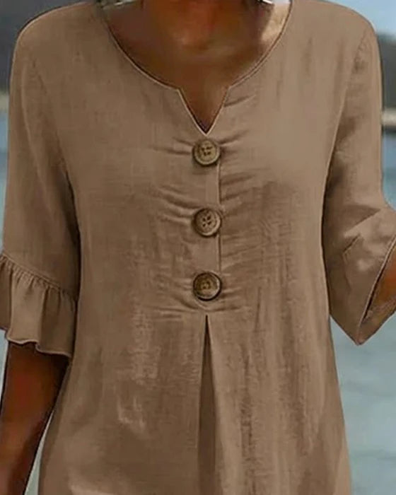 Vestido de algodón con mangas de volante