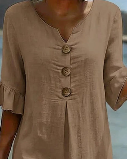 Vestido de algodón con mangas de volante