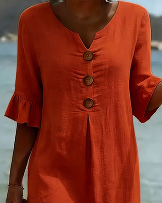 Vestido de algodón con mangas de volante