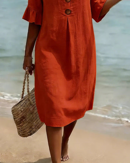 Vestido de algodón con mangas de volante