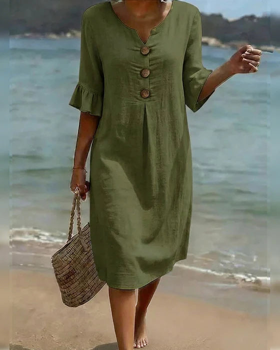 Vestido de algodón con mangas de volante