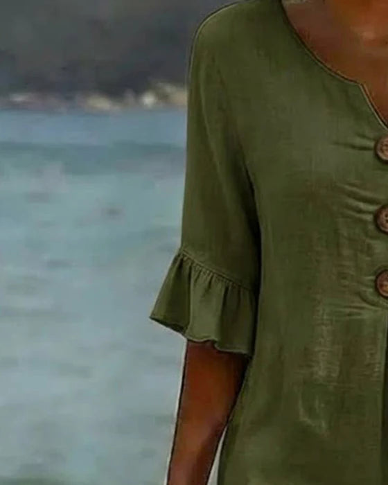 Vestido de algodón con mangas de volante