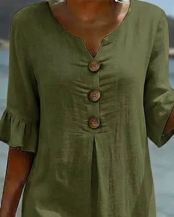 Vestido de algodón con mangas de volante