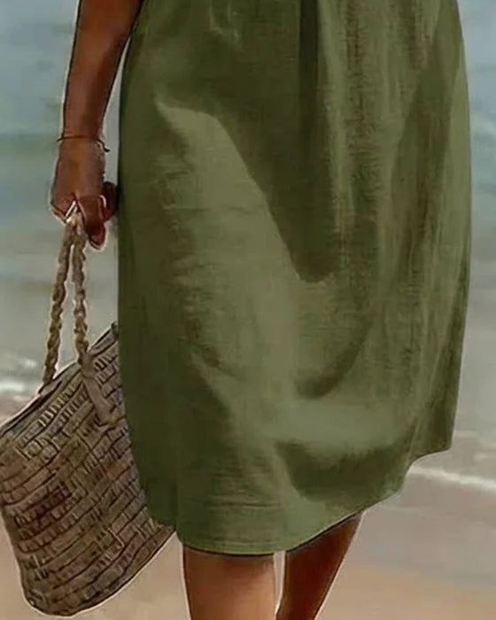 Vestido de algodón con mangas de volante
